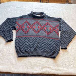 Vintage Peter Werth Sweater Mens S Made England Geometric Turtleneck Acrylic